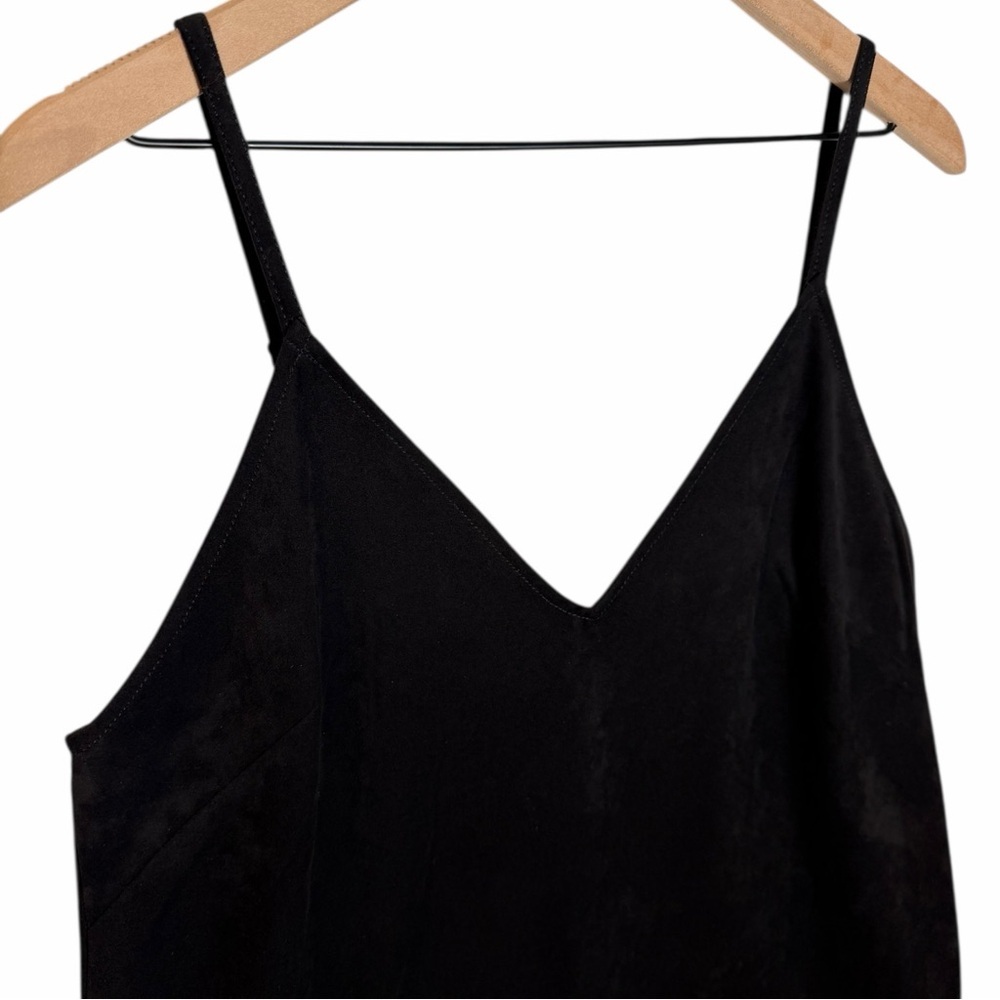 Wilfred Free Black Faux Suede Slip Dress Minimal Spaghetti Strap Aritzia L - Picture 3 of 8